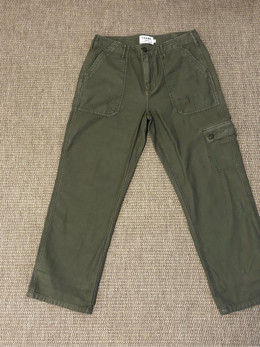 Frame Denim Olive Utility Cargo Trousers